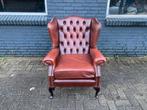 Prachtige Engelse Chesterfield oorfauteuil roodbruin, Ophalen of Verzenden, Gebruikt, 75 tot 100 cm