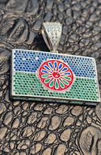 Prachtige Sinti vlag zilveren 925 Italiaanse hanger, Ophalen of Verzenden, Nieuw, Zilver, Zilver