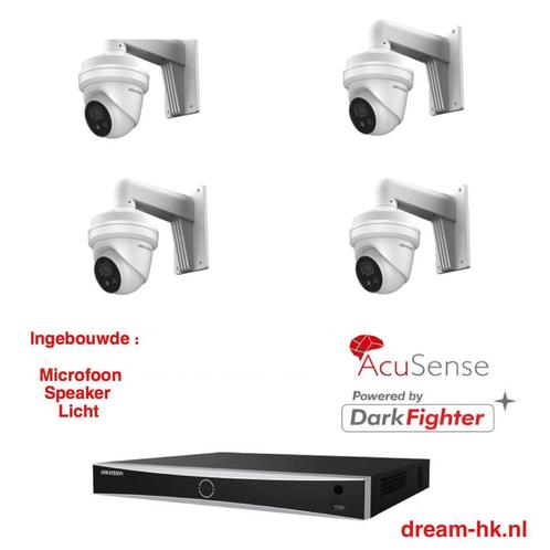 4MP Hikvision AcuSense Darkfighte IP PoE  set/NVR+4x camera, Audio, Tv en Foto, Videobewaking, Nieuw, Buitencamera, Ophalen of Verzenden