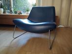 Dyyk Cielo fauteuil / blauw leren stoel / leder, Huis en Inrichting, Ophalen, Gebruikt, 75 tot 100 cm, Metaal