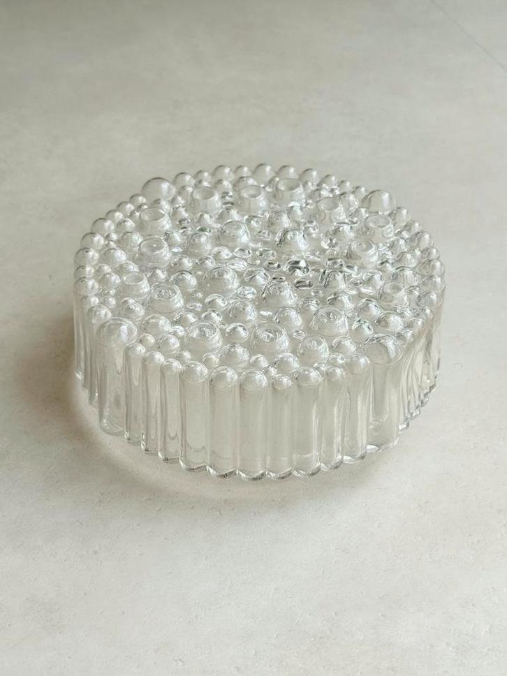 Vintage plafondlamp kap Glashütte Limburg jaren 60/70, Huis en Inrichting, Lampen | Plafondlampen, Zo goed als nieuw, Glas, Ophalen of Verzenden