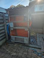 Houtopslag: Gitterboxen met afdak en zeil, Tuin en Terras, Bergingen en Tuinkasten, Ophalen, Gebruikt, Metaal, Overige typen