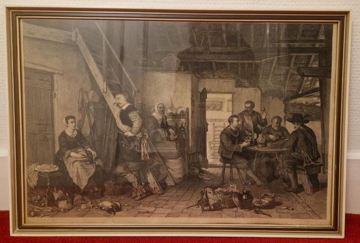 ets van Renneveld ca 1870, Antiek en Kunst, Kunst | Etsen en Gravures, Ophalen of Verzenden