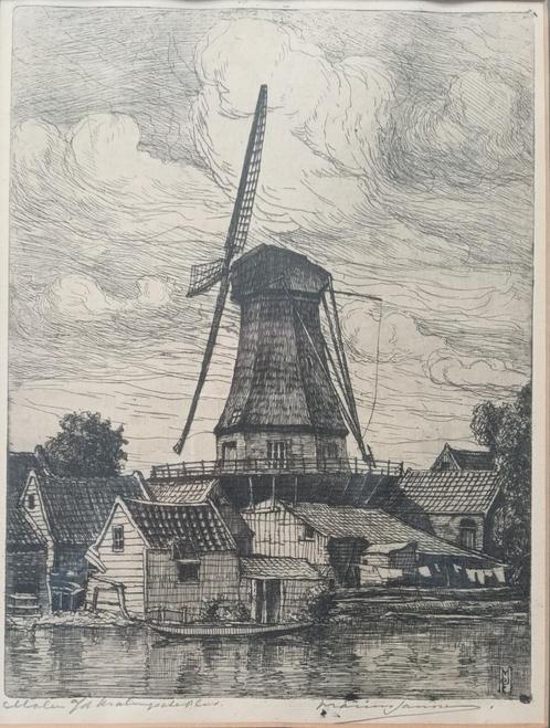 Marius Janssen Rotterdam Kralingen, Antiek en Kunst, Kunst | Etsen en Gravures, Ophalen of Verzenden