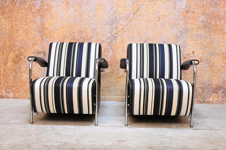ZGANieuw 2 Leolux Scylla design fauteuils, Huis en Inrichting, Fauteuils, Zo goed als nieuw, Leer, Metaal, Stof, 50 tot 75 cm