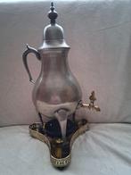 Een Antiek Tinnen "Kraantjeskan" op geel koperen voetplaat., Antiek en Kunst, Antiek | Tin, Ophalen