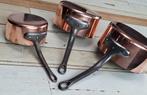 Set koperen pannen, 18, 16, 12 cm., Huis en Inrichting, Keuken | Potten en Pannen, Ophalen of Verzenden, Overige materialen, Pannenset