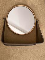 Ronde metalen koperkleurige Spiegel - Tafelmodel, Minder dan 50 cm, Gebruikt, Rond, Ophalen of Verzenden