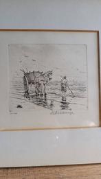 Ets Visser met paard en wagen, Antiek en Kunst, Kunst | Etsen en Gravures, Ophalen of Verzenden