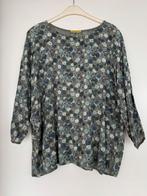 Linnen top – grijsgroen met bloemenprint – one size, Ophalen of Verzenden, Zo goed als nieuw, Maat 46/48 (XL) of groter, Korte mouw