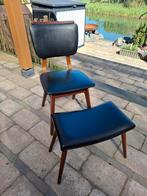 Stoel met voetenbank vintage zwart, Huis en Inrichting, Stoelen, Ophalen, Gebruikt, Zwart, Vintage