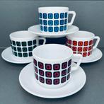 Arcopal Squares kopjes & schotels | 4x | vintage | jaren 70, Huis en Inrichting, Verzenden, Overige stijlen, Kop(pen) en/of Schotel(s)