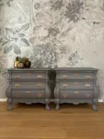 Unieke Buikkastjes/Nachtkastjes Grijs & Goud, Ophalen, Gebruikt, 1 of 2 laden, T