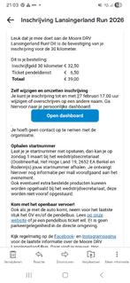 startbewijs Lansingerland Run 30KM, Overige merken, Overige typen, Nieuw, Ophalen of Verzenden