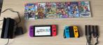 Nintendo Switch + games, Spelcomputers en Games, Spelcomputers | Nintendo Switch, Met games, Zo goed als nieuw, Met 3 controllers of meer