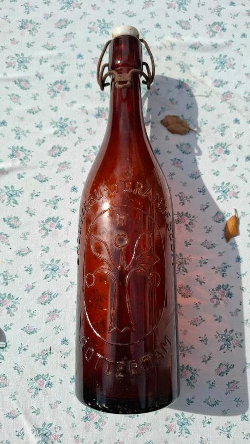 Literfles oranjeboom brouwerij 1939 Rotterdam, Verzamelen, Biermerken, Zo goed als nieuw, Oranjeboom, Ophalen of Verzenden