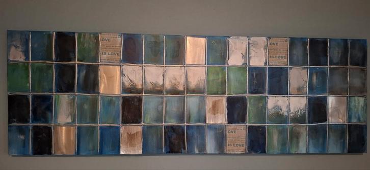 Modern Schilderij met Abstracte Vormen, Huis en Inrichting, Woonaccessoires | Schilderijen, Tekeningen en Foto's, Zo goed als nieuw