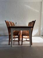 Teak houten eethoek 6 personen (eettafel met 6 stoelen), Ophalen, Gebruikt, Teakhout, Landelijk vintage koloniaal