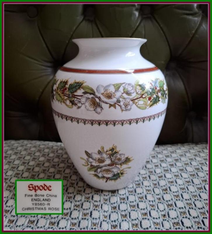 Grote VAAS "Christmas Rose" (Helleborus) Spode Porselein, Huis en Inrichting, Woonaccessoires | Vazen, Nieuw, Overige kleuren