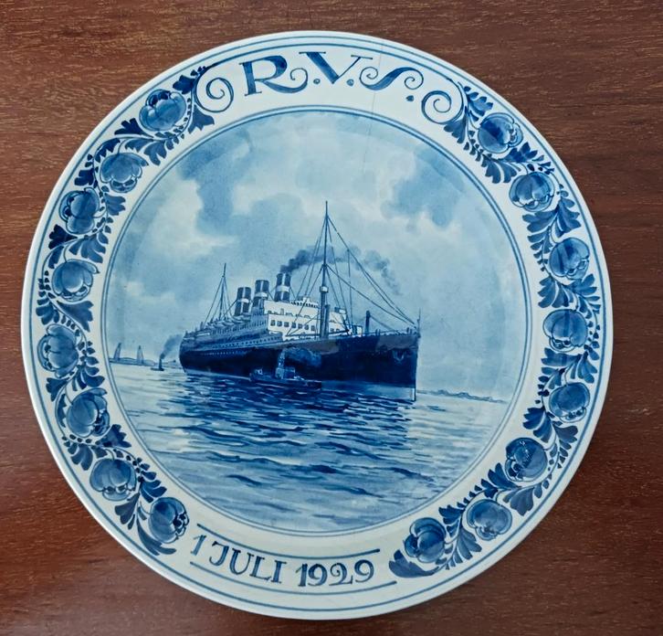 scheepvaart gedenkbord Holland Amerika Lijn / RVS, 1929, Verzamelen, Scheepvaart, Gebruikt, Overige typen, Verzenden