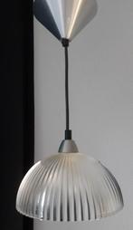 Hanglamp glas diam 19,5 cm RVS rozet plafond toilet keuken, Modern klassiek, Ophalen of Verzenden, Minder dan 50 cm, Glas