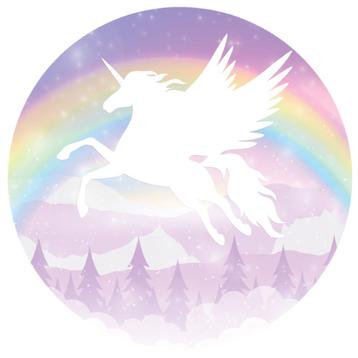 Muurcirkel Regenboog Eenhoorn Pegasus - Behangcirkel beschikbaar voor biedingen