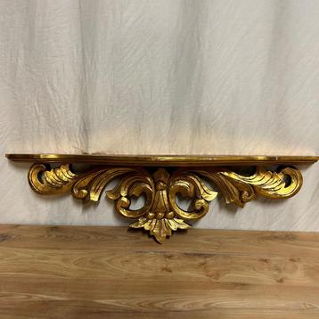 Brocante houten console - 90 cm – goud - bij TTM Wonen beschikbaar voor biedingen