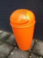Vintage knal oranje prullebak. Retro, Ophalen of Verzenden, Zo goed als nieuw, Minder dan 50 cm