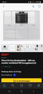 hoogglans keukenblok, Huis en Inrichting, Keuken | Complete keukens, Ophalen, Zo goed als nieuw, Wit, Enkelwandige keuken