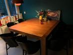 Eettafel teakhout 140x140cm, 8 persoons + tafelzeil + lakens, Ophalen, Zo goed als nieuw, Vijf personen of meer, 100 tot 150 cm