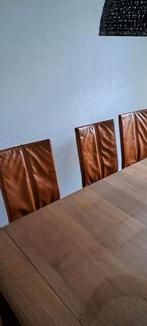 Eetkamerstoelen leer cognac HVS, Huis en Inrichting, Stoelen, Ophalen, Gebruikt, Bruin, Vijf, Zes of meer stoelen
