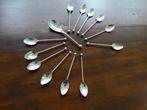 12 Verzilverde lepeltjes draaisteel bolletje + 1 suikerschep, Antiek en Kunst, Ophalen of Verzenden