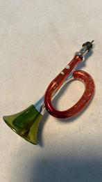 Vintage antieke kerstbal, trompetje rood groen, Ophalen of Verzenden, Zo goed als nieuw
