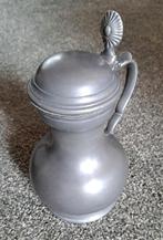 Tinnen klepkan met opvallend gedecoreerde duimsteun, 21 cm h, Antiek en Kunst, Antiek | Tin, Ophalen