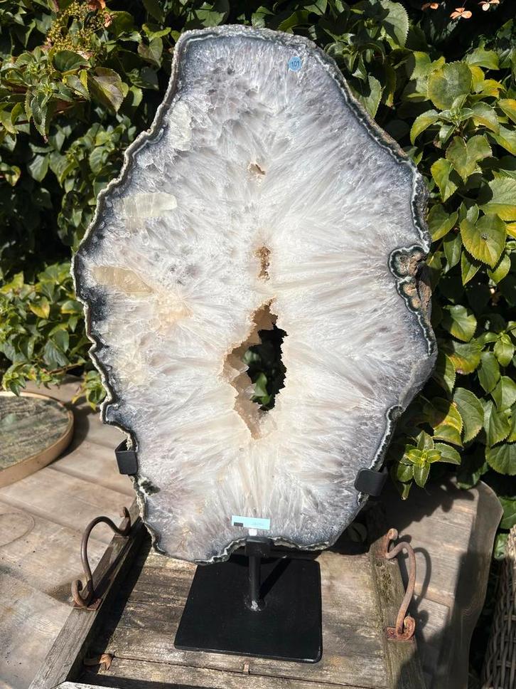 Prachtige Agaat Schijf op Standaard 18 kg, Verzamelen, Mineralen en Fossielen, Mineraal, Ophalen of Verzenden