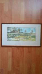 Mooi "landschap boerderij" afm. 36 x 62 cm. ingelijst, Ophalen of Verzenden, Zo goed als nieuw