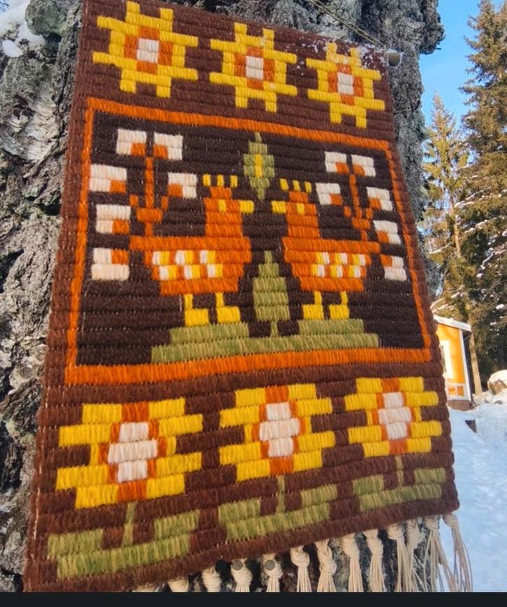 Vintage zweeds wandkleed geweven wandtapijt folkloristisch –, Huis en Inrichting, Woonaccessoires | Wanddecoraties, Ophalen of Verzenden