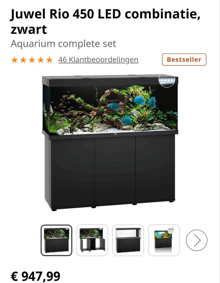 Jewel 450 led combinatie zwart, Dieren en Toebehoren, Vissen | Aquaria en Toebehoren, Zo goed als nieuw, Gevuld zoetwateraquarium