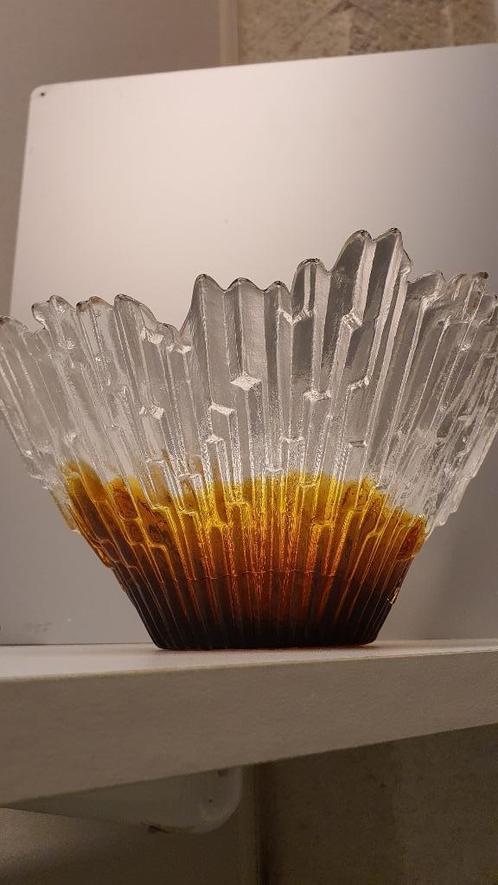 Tauno Wirkkala Humppila Kristallen Kom "Revontulet Amberglas, Antiek en Kunst, Antiek | Glas en Kristal, Ophalen of Verzenden