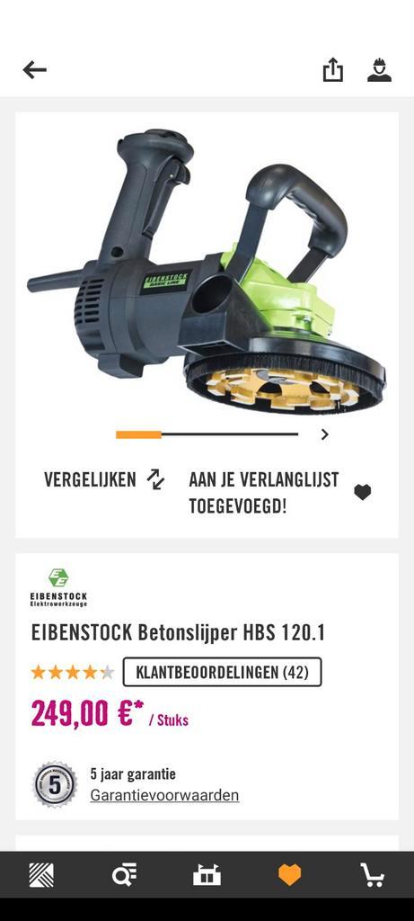 Eibenstock HBS Betonslijper 120.1 - van 16-8-2025, Doe-het-zelf en Verbouw, Gereedschap | Overige machines, Zo goed als nieuw