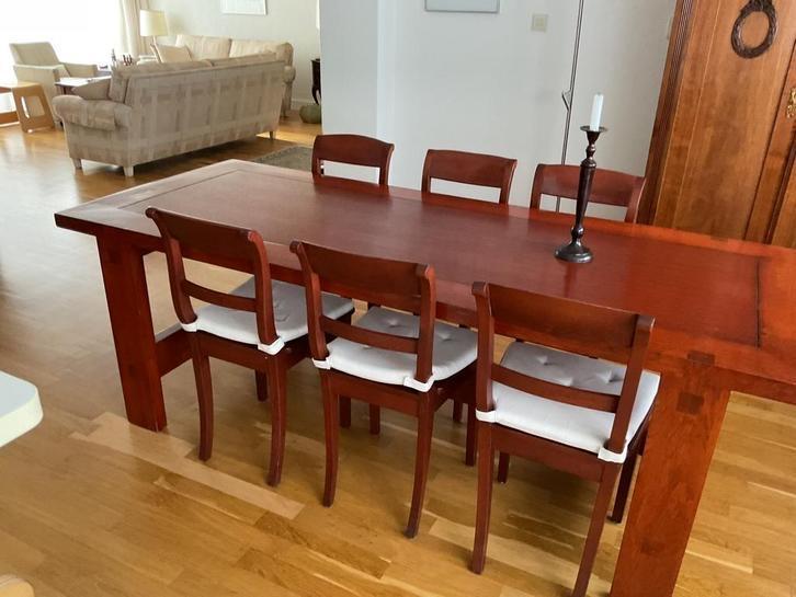 Grote eetkamertafel 220 x 90 x 76 Mahonie, Huis en Inrichting, Tafels | Eettafels, Zo goed als nieuw, 50 tot 100 cm, 200 cm of meer