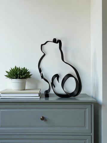Minimalistisch Zwarte Kat Beeld Persian Kat  beschikbaar voor biedingen