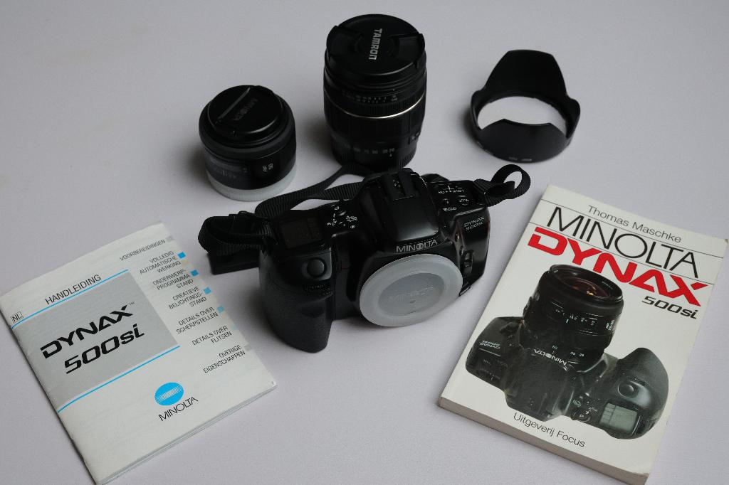 Minolta Dynax 500si + 2 goede lenzen. Analoge spiegelreflex, Ophalen of Verzenden, Gebruikt, Spiegelreflex, Minolta