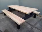 Picknicktafel douglas/lariks hout boomstamlook, Ophalen of Verzenden, Nieuw, Rechthoekig, Hout