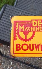 Geleefd emaille reclamebord De Jong's Machinefabriek., Reclamebord, Gebruikt, ., Ophalen of Verzenden