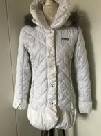 Witte Jas van Nickelson met (echte) Bontkraag, Kleding | Dames, Jassen | Winter, Maat 38/40 (M), Wit, Nickelson, Ophalen of Verzenden