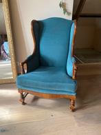 Antieke stoel/fauteuil blauw velvet stof - Zeer goede staat, Antiek en Kunst, Antiek | Meubels | Stoelen en Banken, Ophalen