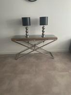 Sidetable + 2 Lampen te Koop!, Huis en Inrichting, Tafels | Sidetables, Ophalen, Gebruikt, 100 tot 150 cm, Glas