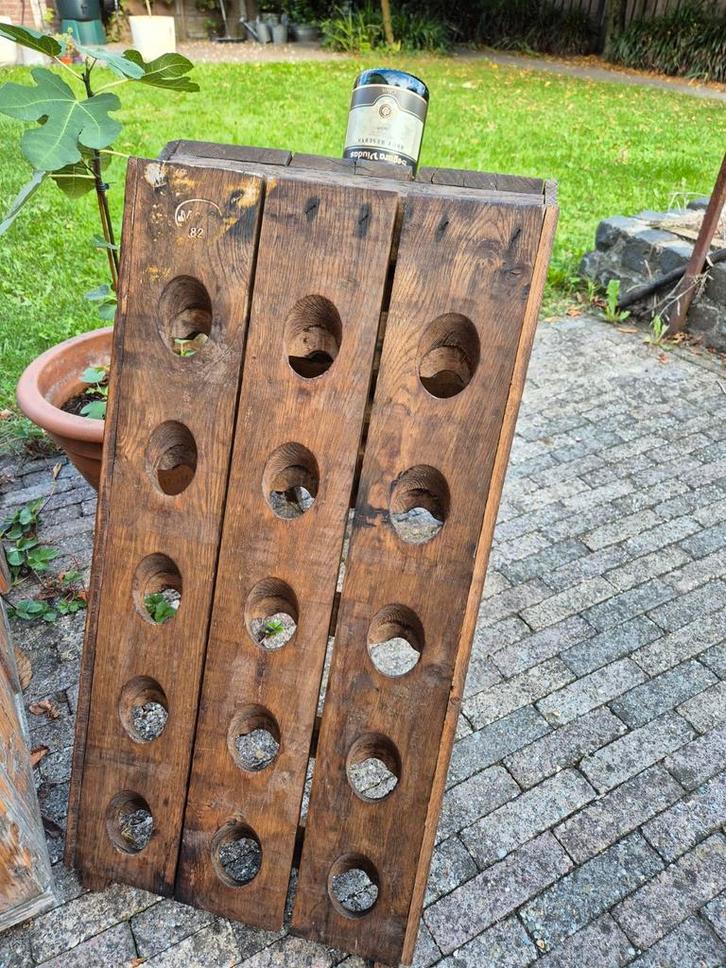 Vintage eikenhout Pupitre / Champagnerek, Huis en Inrichting, Woonaccessoires | Wijnrekken, Gebruikt, Minder dan 50 cm, Hout, 5 tot 15 flessen