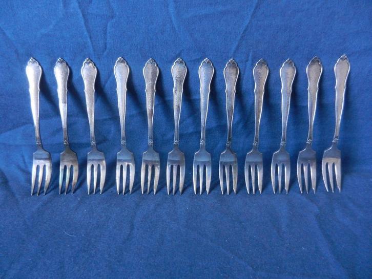 12 Twaalf gebaksvorkjes Gero ontwerp Georg Nilsson model 650, Antiek en Kunst, Antiek | Bestek, Ophalen of Verzenden